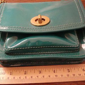 Coach Patent Leather Signature Stripe Crossbody Bag